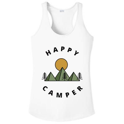 Happy Camper Camping Camp Forest Mountains Minimalist Ladies PosiCharge Competitor Racerback Tank