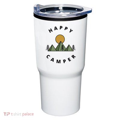 Happy Camper Camping Camp Forest Mountains Minimalist Tumbler