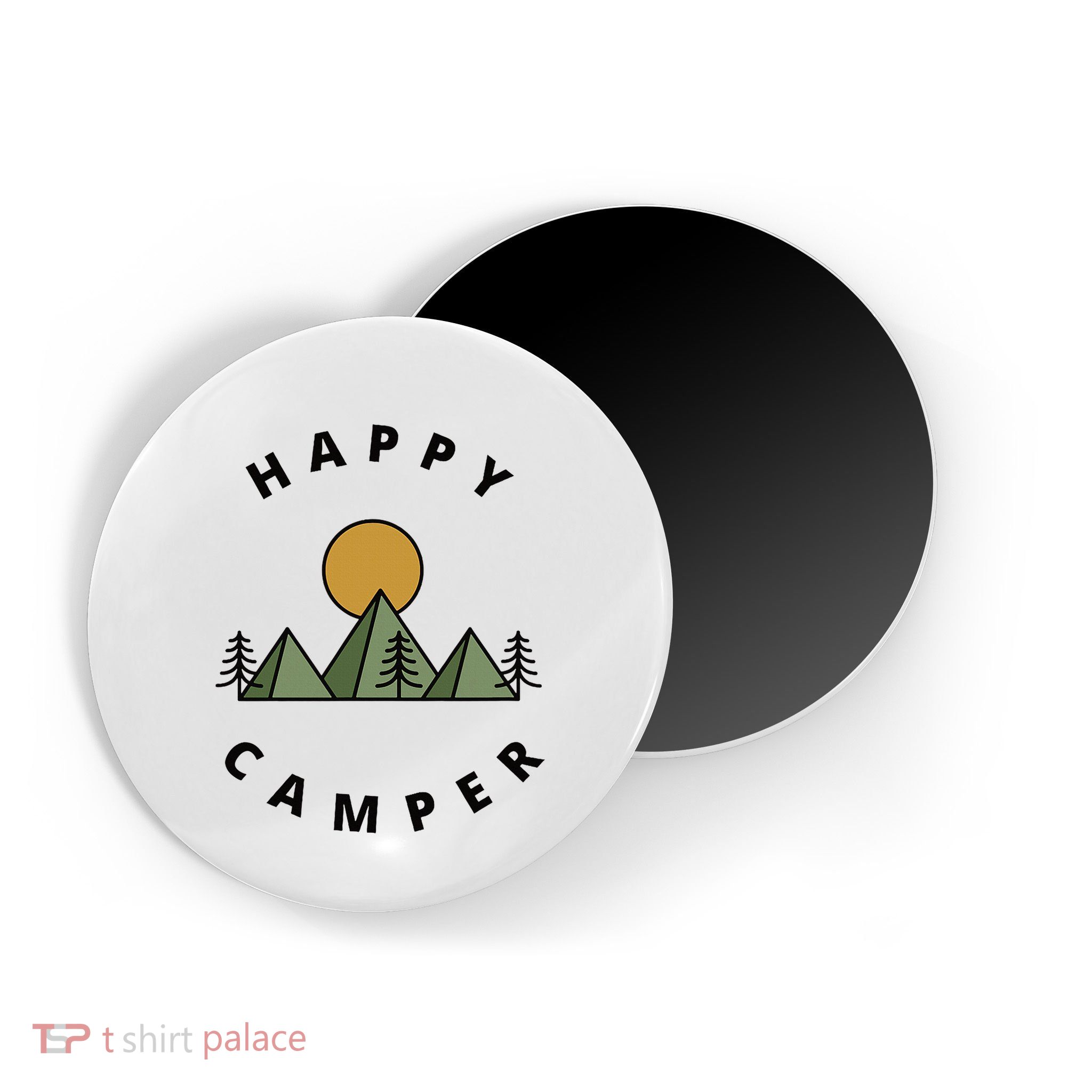 Happy Camper Camping Camp Forest Mountains Minimalist Magnet