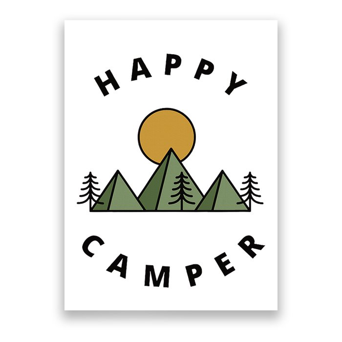 Happy Camper Camping Camp Forest Mountains Minimalist Poster