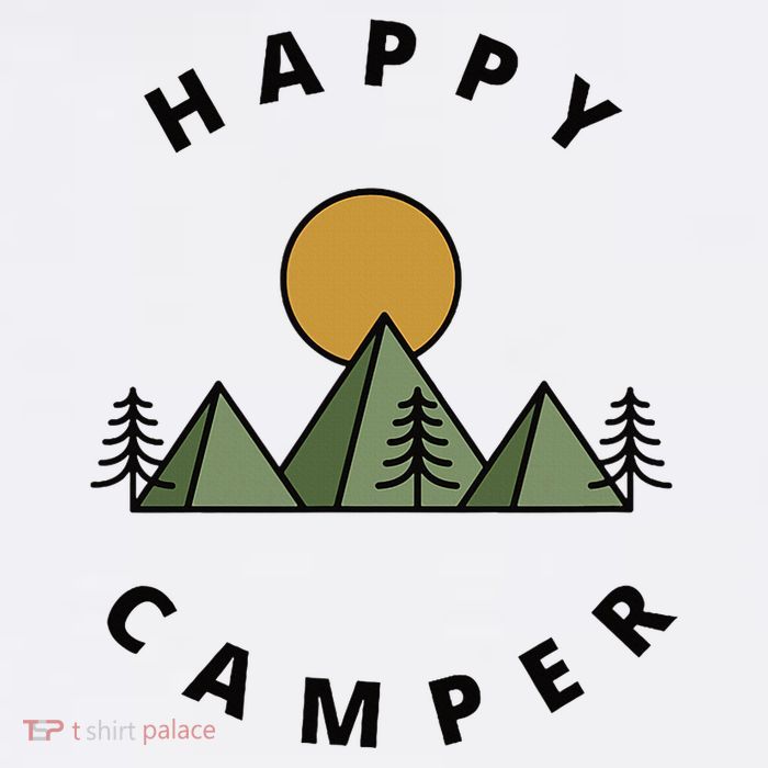Happy Camper Camping Camp Forest Mountains Minimalist Premium T-Shirt