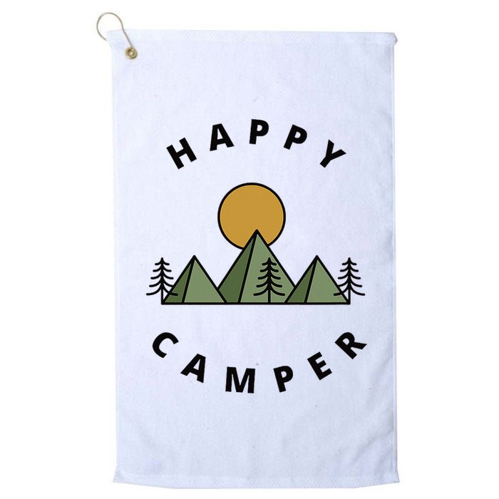 Happy Camper Camping Camp Forest Mountains Minimalist Golf Towel