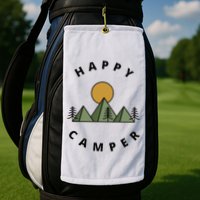 Happy Camper Camping Camp Forest Mountains Minimalist Golf Towel