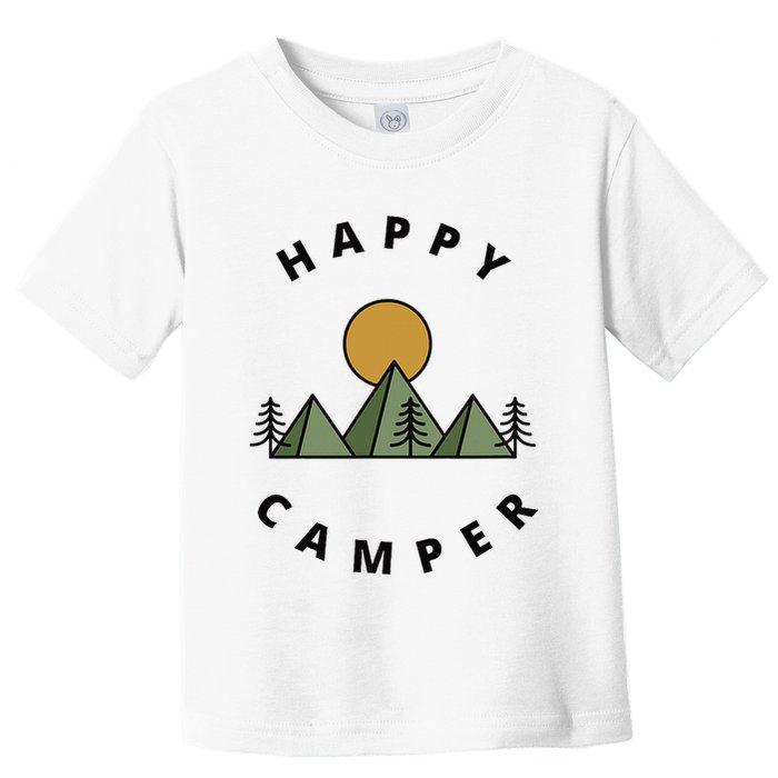 Happy Camper Camping Camp Forest Mountains Minimalist Toddler T-Shirt