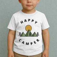 Happy Camper Camping Camp Forest Mountains Minimalist Toddler T-Shirt