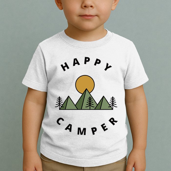 Happy Camper Camping Camp Forest Mountains Minimalist Toddler T-Shirt