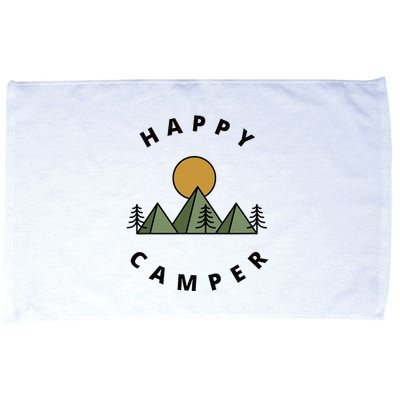 Happy Camper Camping Camp Forest Mountains Minimalist Microfiber Hand Towel