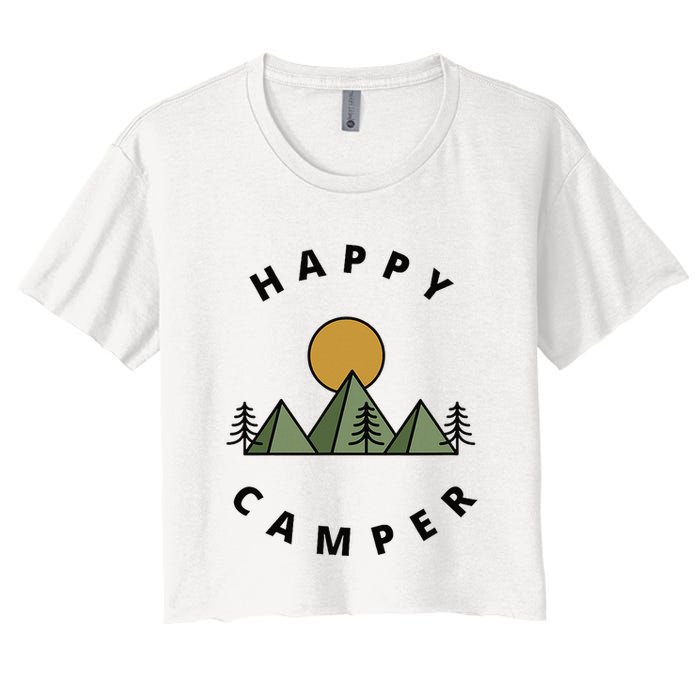 Happy Camper Camping Camp Forest Mountains Minimalist Crop Top