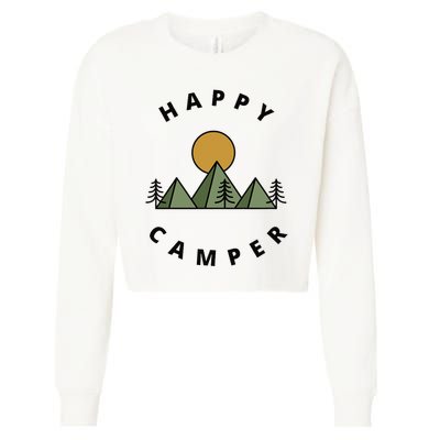 Happy Camper Camping Camp Forest Mountains Minimalist Cropped Pullover Crew