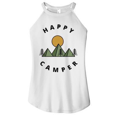 Happy Camper Camping Camp Forest Mountains Minimalist Women's Perfect Tri Rocker Tank