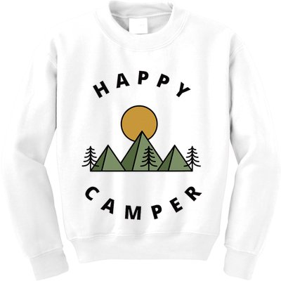 Happy Camper Camping Camp Forest Mountains Minimalist Kids Sweatshirt