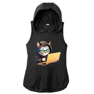 Hacker Chibi Cute Cat Ladies PosiCharge Tri-Blend Wicking Draft Hoodie Tank