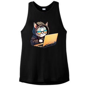 Hacker Chibi Cute Cat Ladies PosiCharge Tri-Blend Wicking Tank