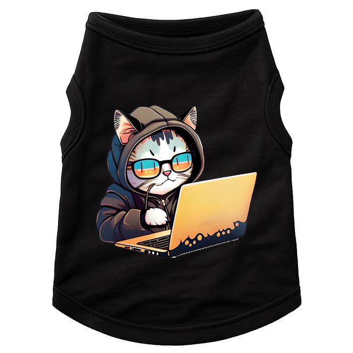 Hacker Chibi Cute Cat Doggie Tank