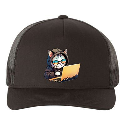 Hacker Chibi Cute Cat Yupoong Adult 5-Panel Trucker Hat
