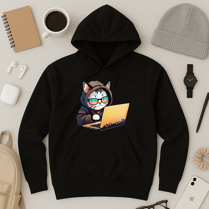 Hacker Chibi Cute Cat Hoodie