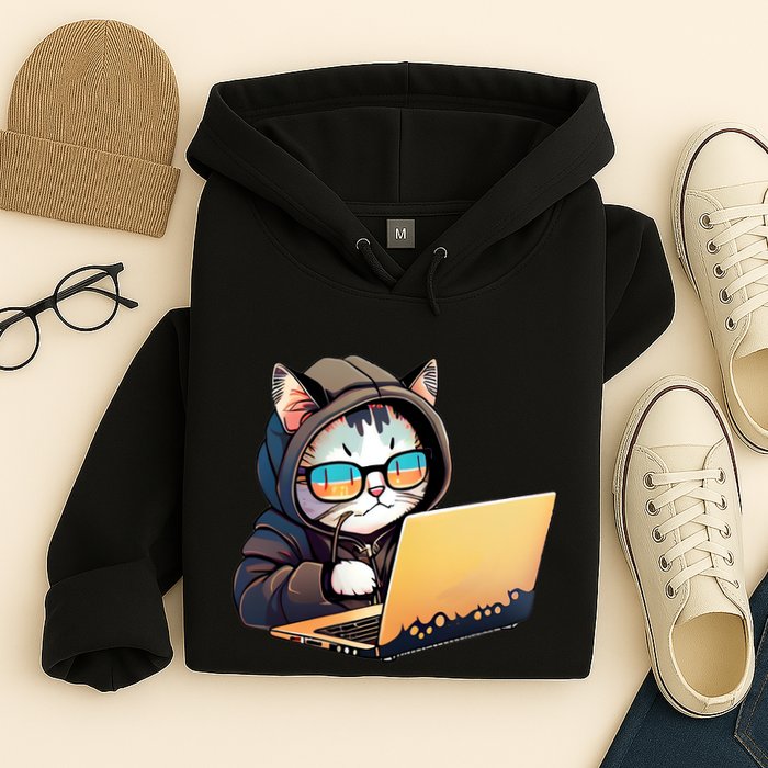 Hacker Chibi Cute Cat Hoodie