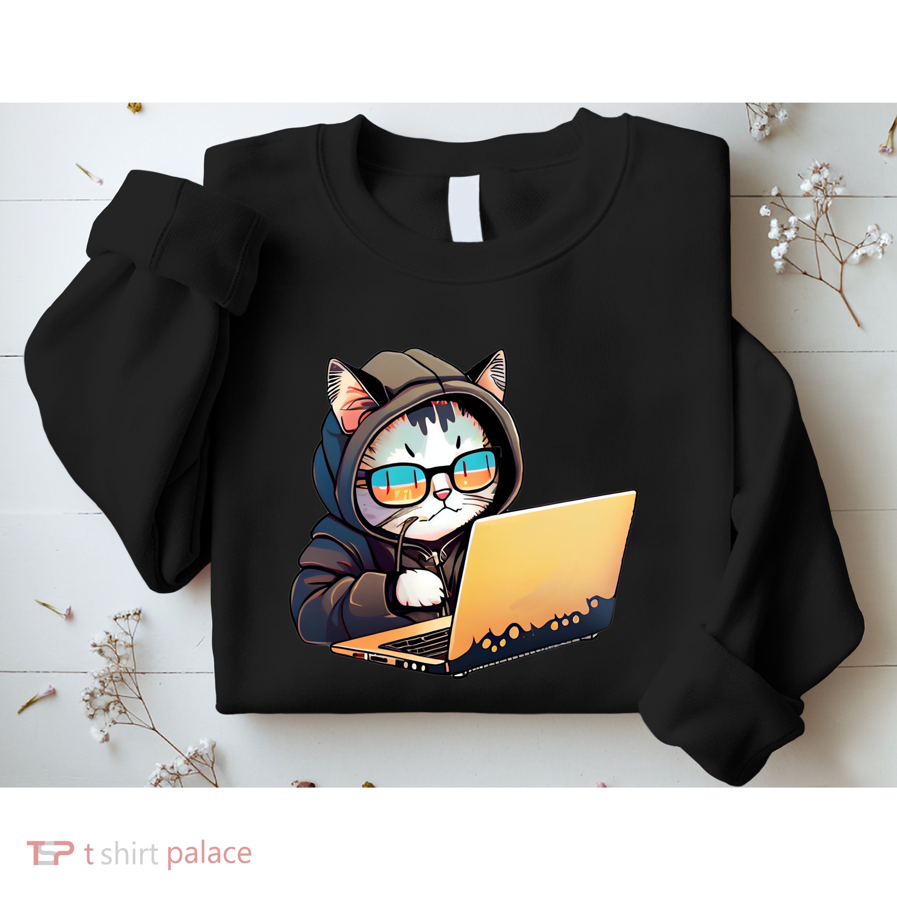 Hacker Chibi Cute Cat Sweatshirt