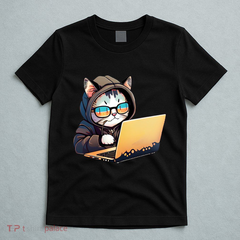 Hacker Chibi Cute Cat T-Shirt