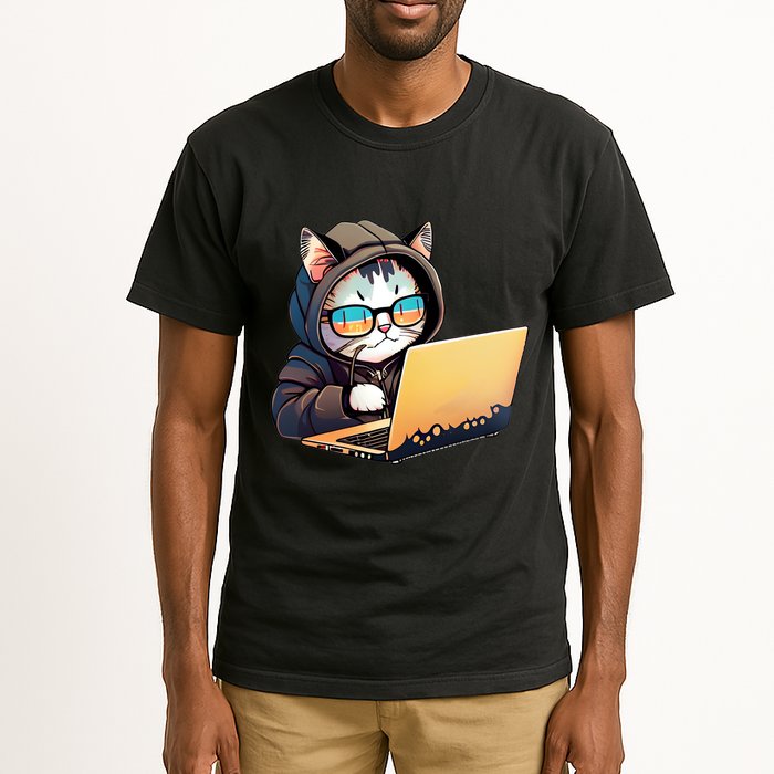 Hacker Chibi Cute Cat Tall T-Shirt