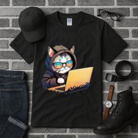Hacker Chibi Cute Cat Tall T-Shirt