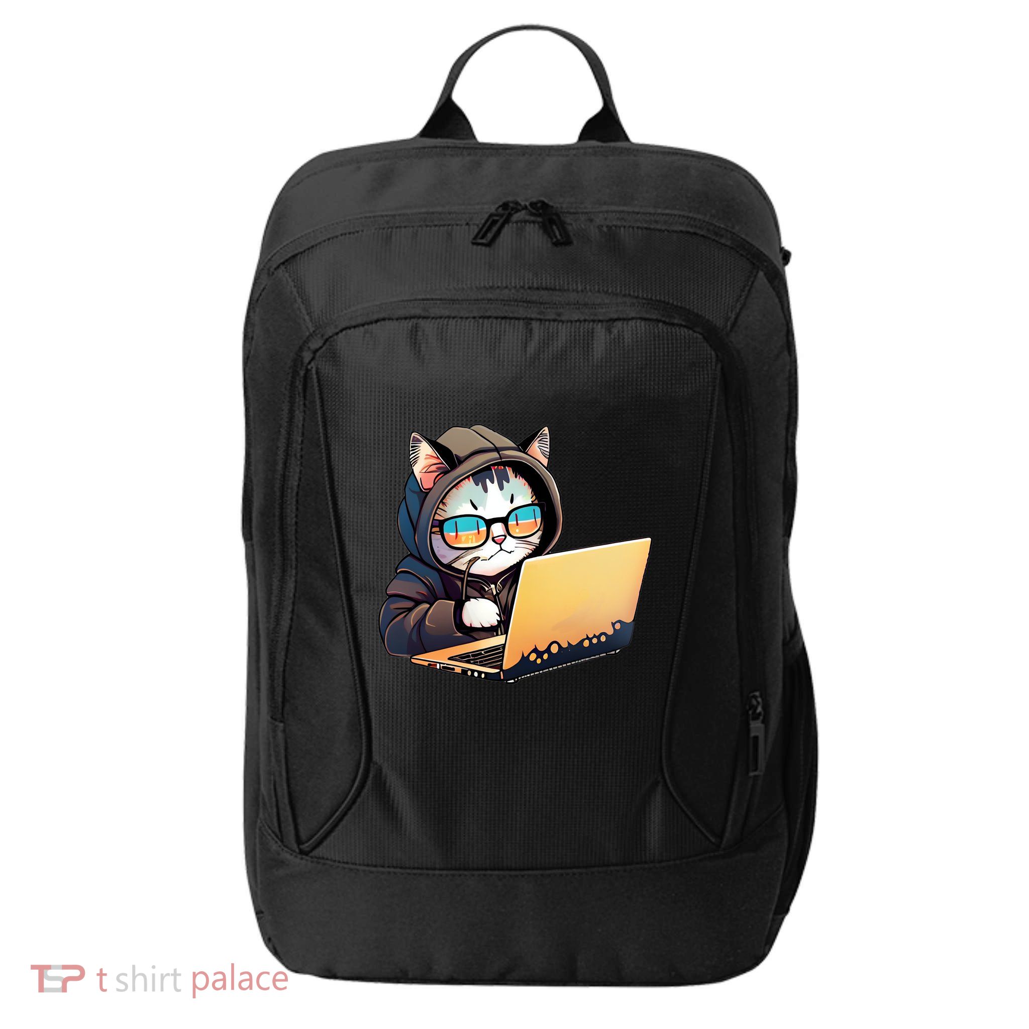Hacker Chibi Cute Cat City Backpack