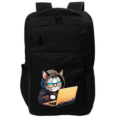 Hacker Chibi Cute Cat Impact Tech Backpack