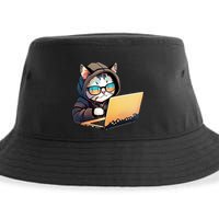 Hacker Chibi Cute Cat Sustainable Bucket Hat
