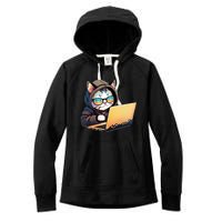 Hacker Chibi Cute Cat Women's Fleece Hoodie