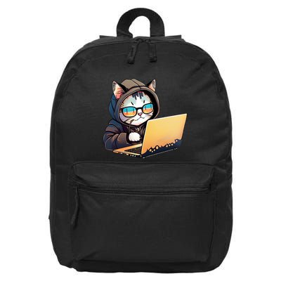 Hacker Chibi Cute Cat 16 in Basic Backpack