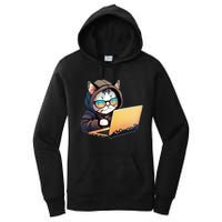 Hacker Chibi Cute Cat Women's Pullover Hoodie