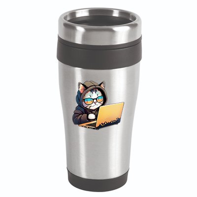 Hacker Chibi Cute Cat 16oz Travel Tumbler