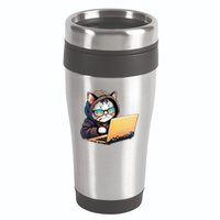 Hacker Chibi Cute Cat 16oz Travel Tumbler