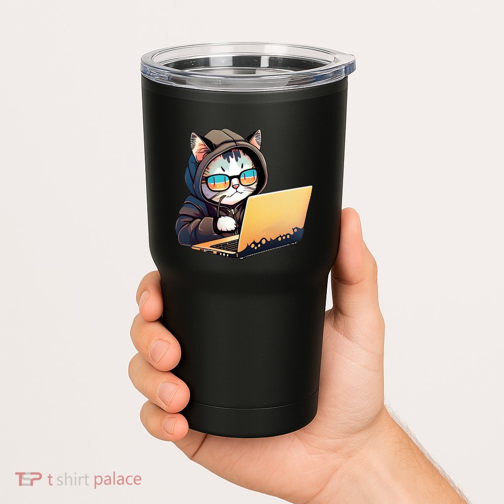 Hacker Chibi Cute Cat Tumbler