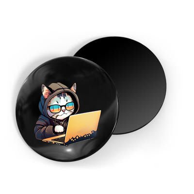 Hacker Chibi Cute Cat Magnet