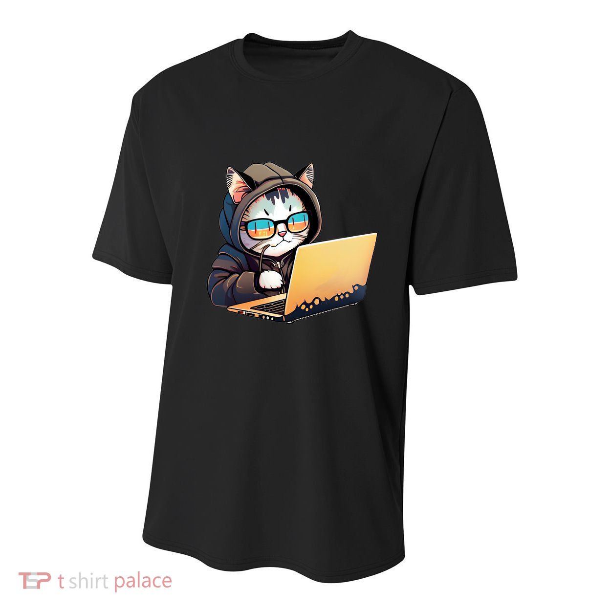 Hacker Chibi Cute Cat Youth Performance Sprint T-Shirt