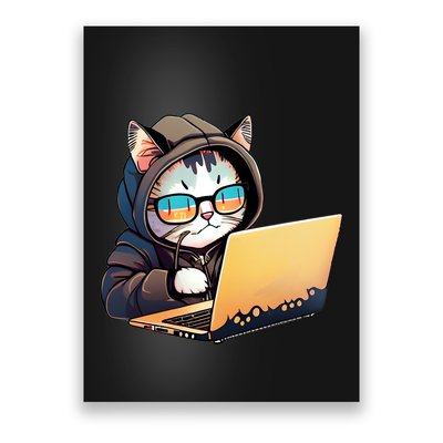 Hacker Chibi Cute Cat Poster