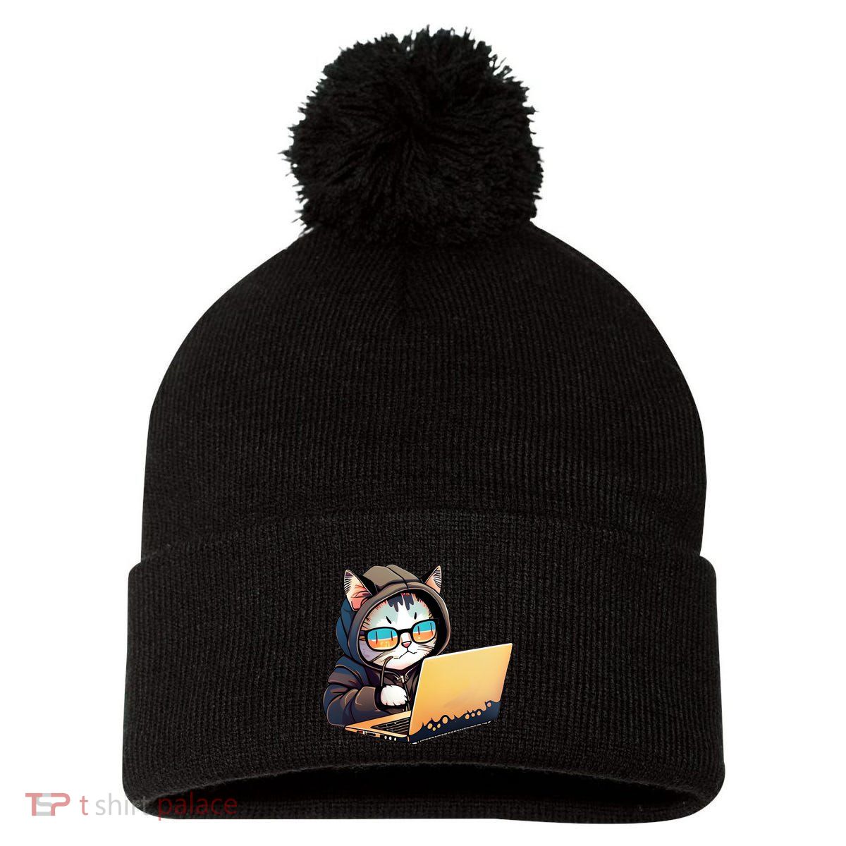 Hacker Chibi Cute Cat Pom Pom 12in Knit Beanie