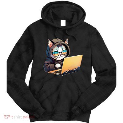 Hacker Chibi Cute Cat Tie Dye Hoodie