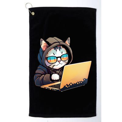 Hacker Chibi Cute Cat Golf Towel