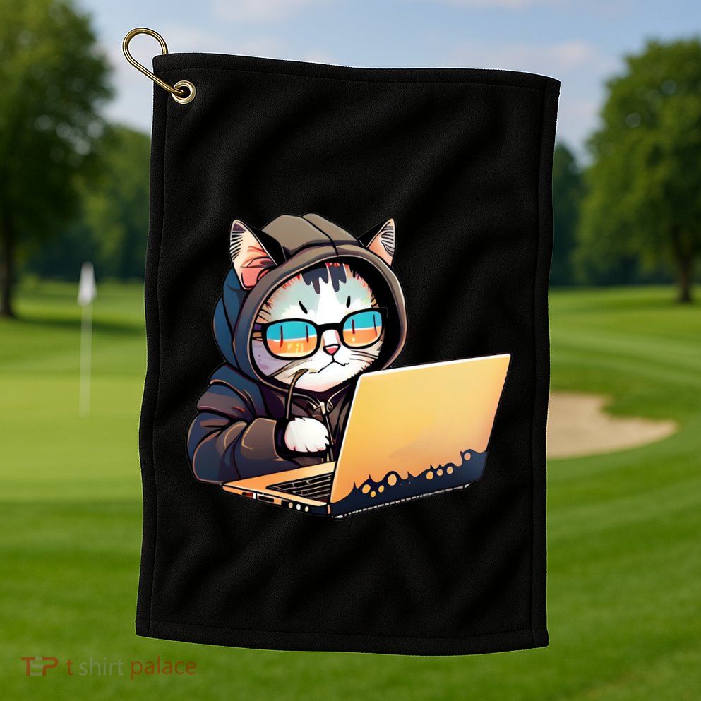Hacker Chibi Cute Cat Golf Towel