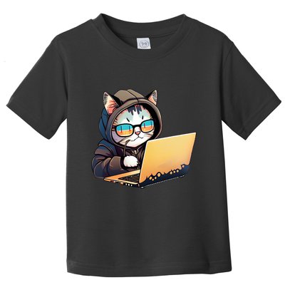 Hacker Chibi Cute Cat Toddler T-Shirt