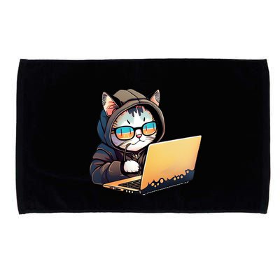 Hacker Chibi Cute Cat Microfiber Hand Towel