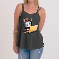 Hacker Chibi Cute Cat Women's Strappy Tank