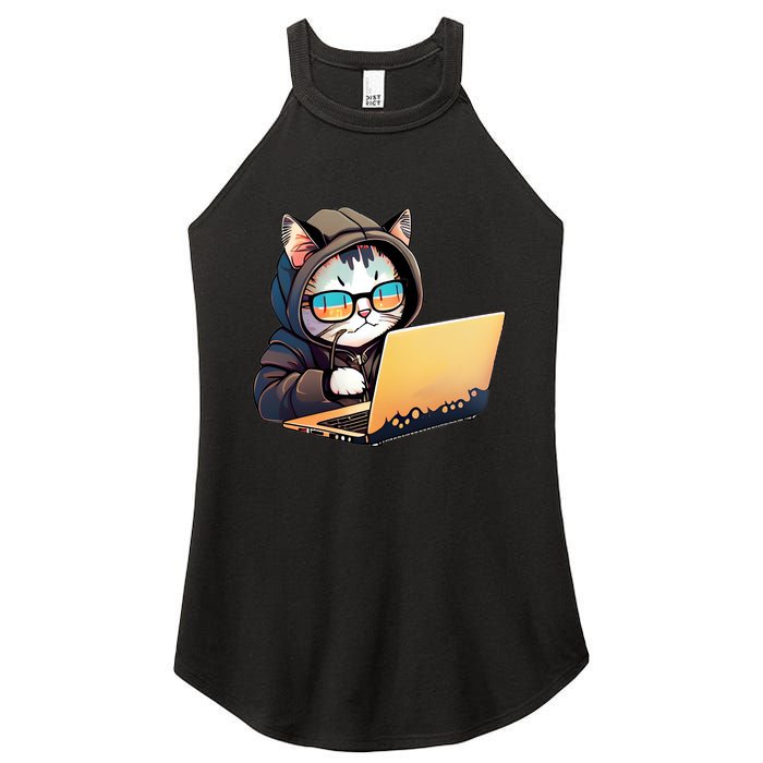 Hacker Chibi Cute Cat Women's Perfect Tri Rocker Tank