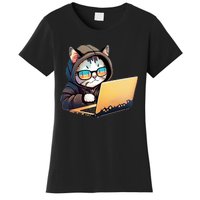 Hacker Chibi Cute Cat Women's T-Shirt