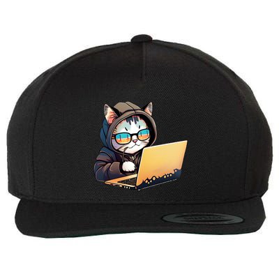 Hacker Chibi Cute Cat Wool Snapback Cap