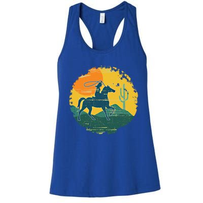 Horse Cow Cow Horseback Rodeo Lover Thoroughbred Gift Women's Racerback Tank