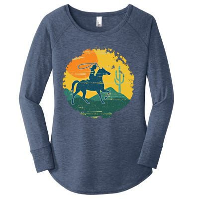 Horse Cow Cow Horseback Rodeo Lover Thoroughbred Gift Women's Perfect Tri Tunic Long Sleeve Shirt