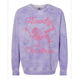 Howdy Christmas Cow Martini Glass Xmas Western Country Meaningful Gift Colorblast Crewneck Sweatshirt